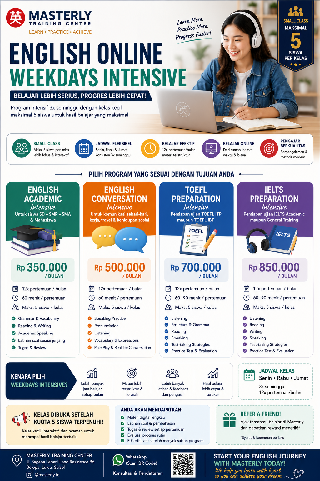Brosur English kelas weekdays Online